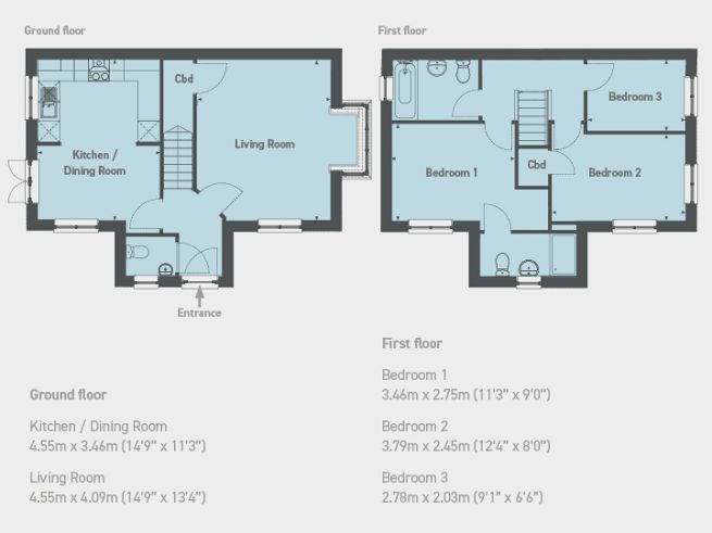 Floor plan, 3 bedroom house  - artist's impression subject to change